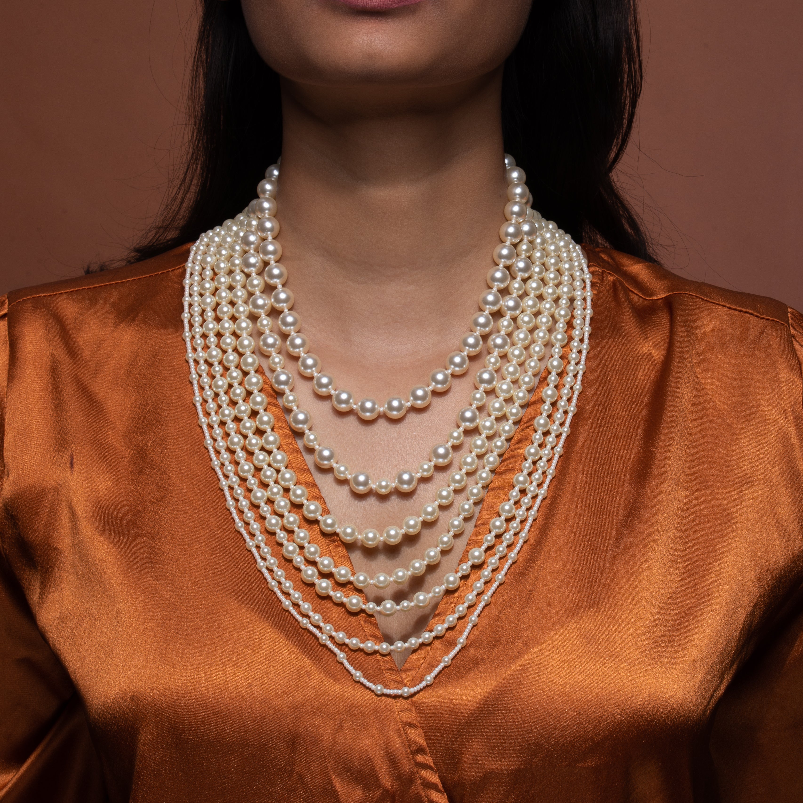 Multi Layer Gradient Swarvoski Pearl Necklace