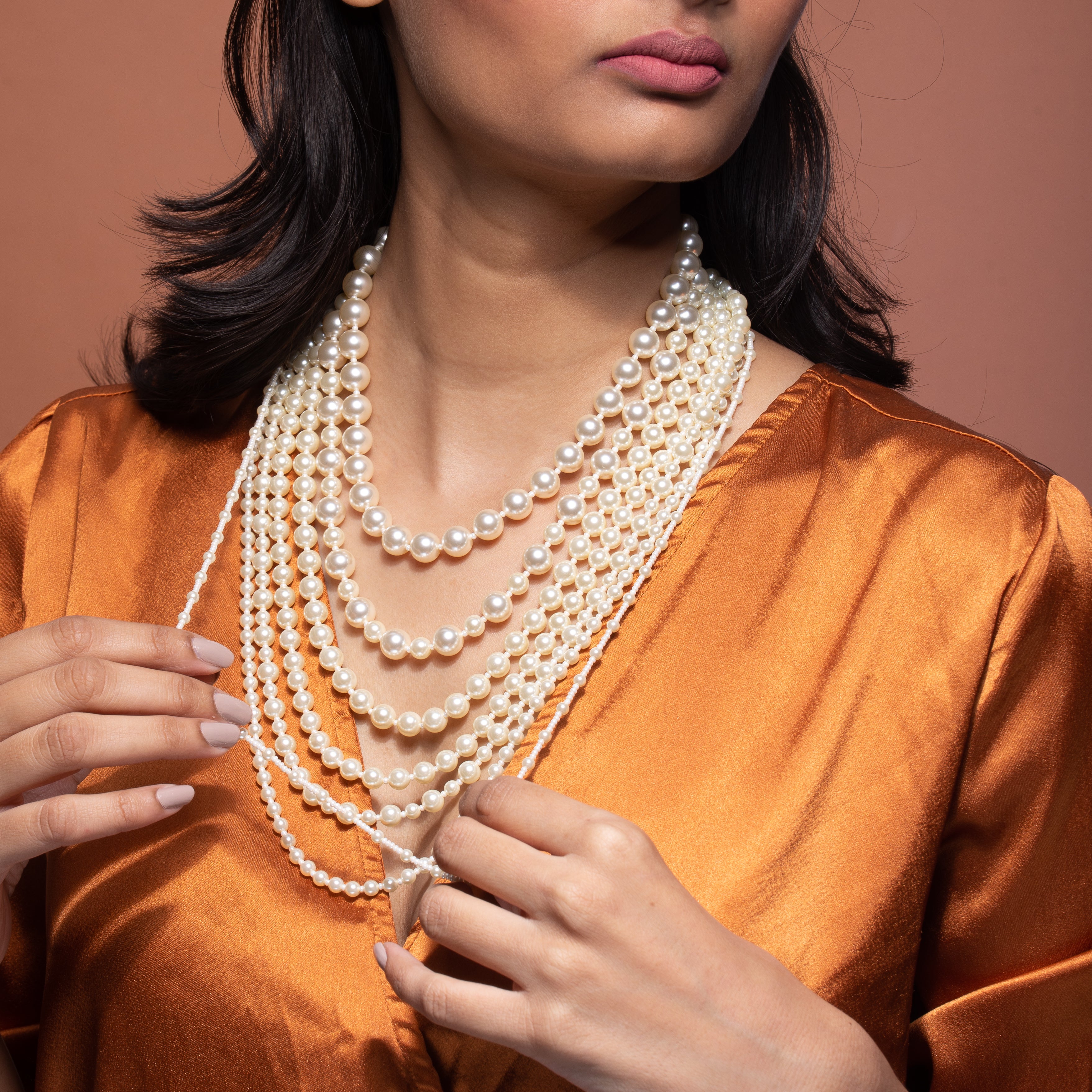 Multi Layer Gradient Swarvoski Pearl Necklace