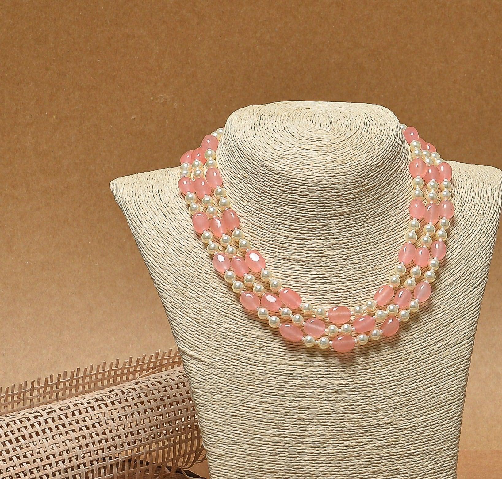 Stone and Pearl Necklace - Ozel