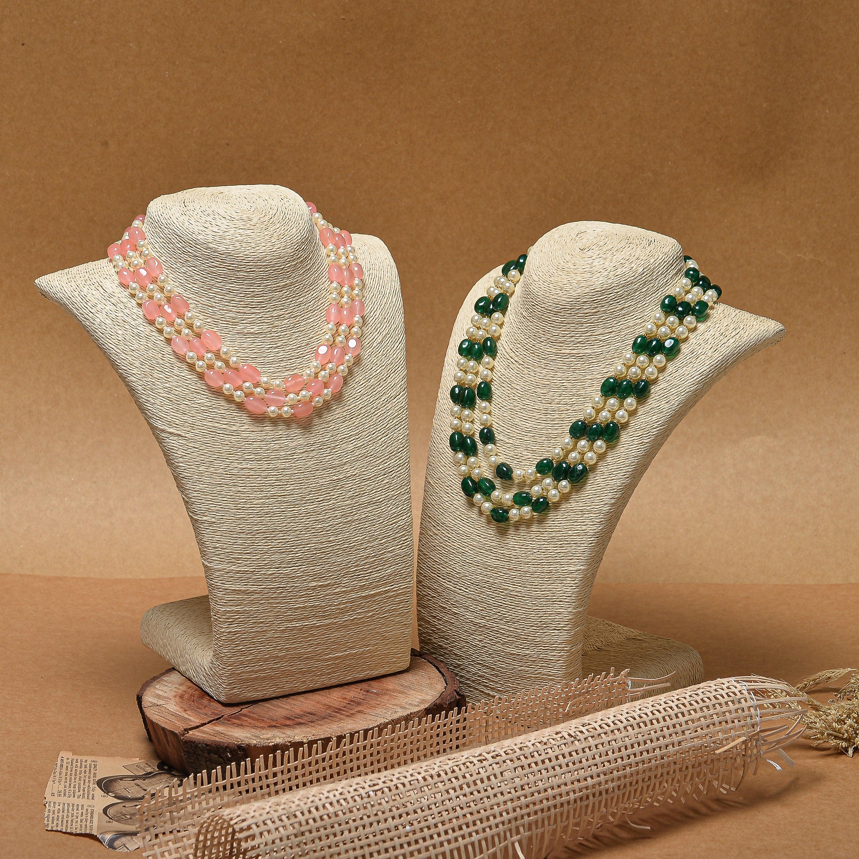 Stone and Pearl Necklace - Ozel