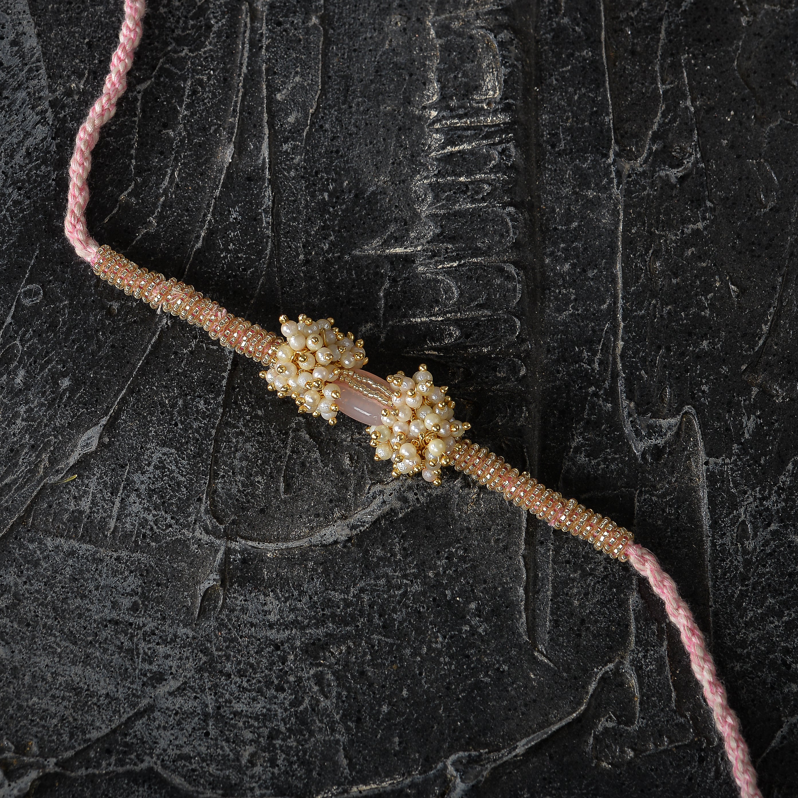 Vishesh Pink Pearl Bunch and Stone Rakhi Lumba - Ozel