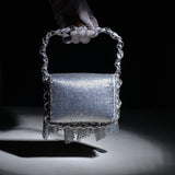 Shimmer : Silver Metallic Flap Bag