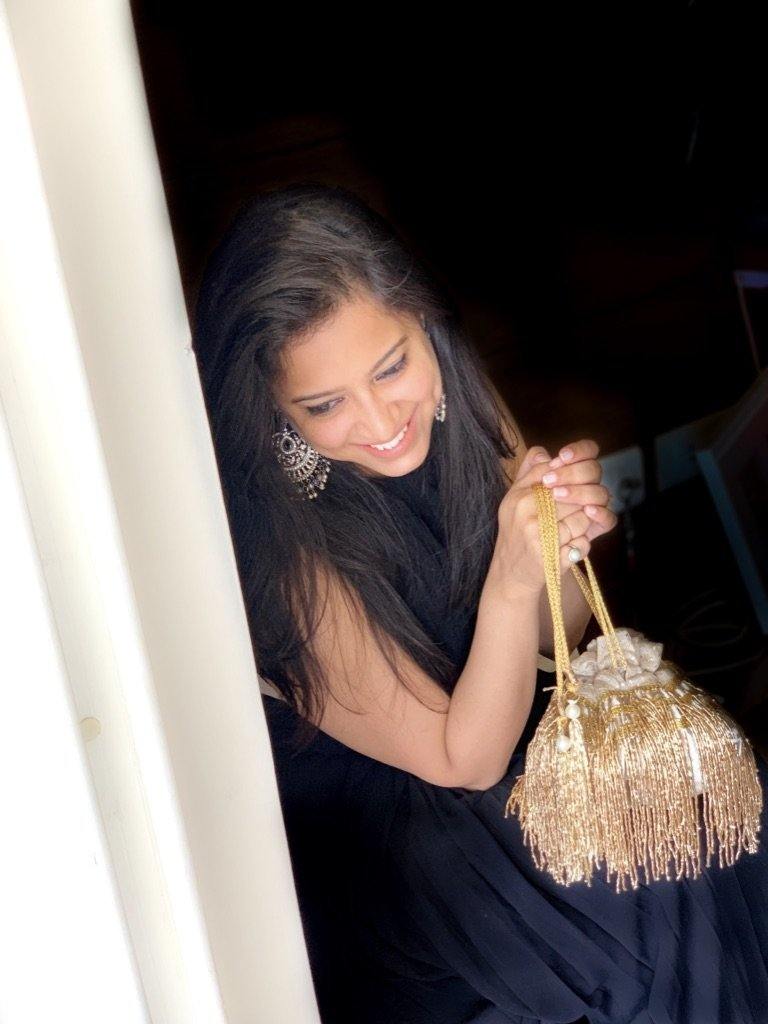 Cleopatra Antique Gold Tassels Potli Bag - Ozel