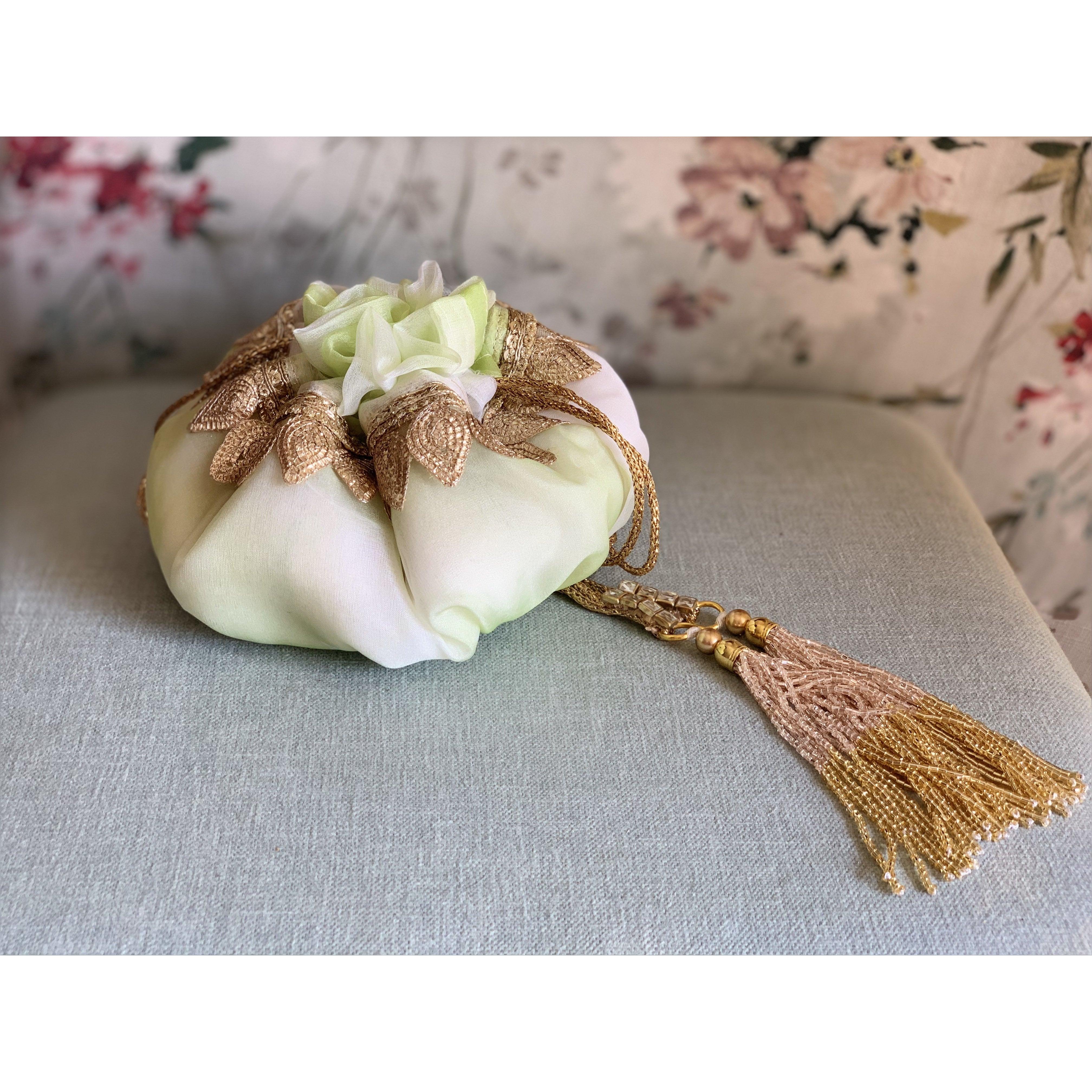 Shibori Organza Gol Potli Bag