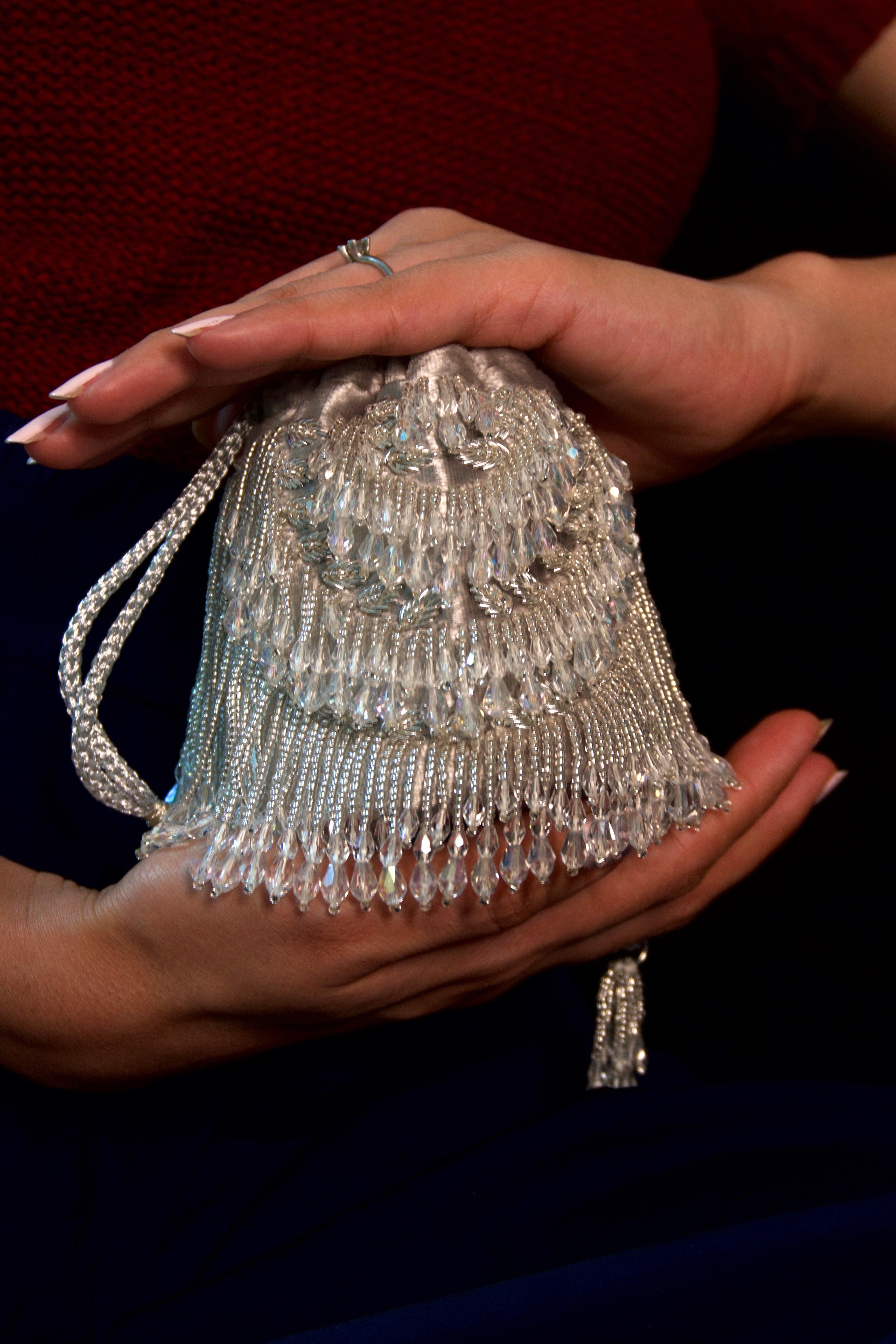 Andromeda Mini Silver Tassels Bucket Bag - Ozel