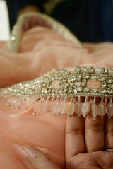 Pastel pink Hand Embroidered Belt