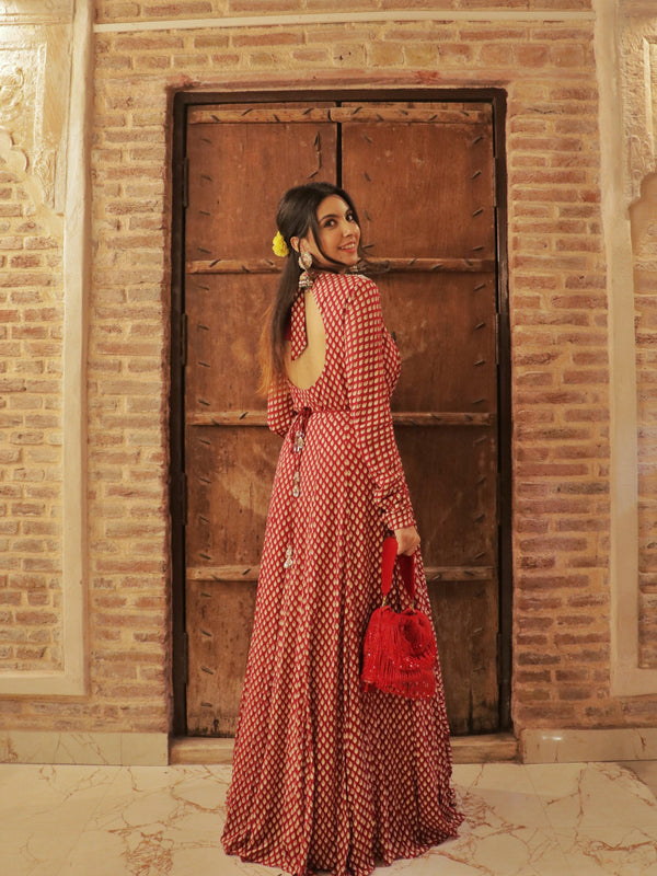 Andromeda Red Tassels Bucket Bag
