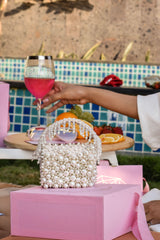 Bijoux mini flap bag with pearls handle