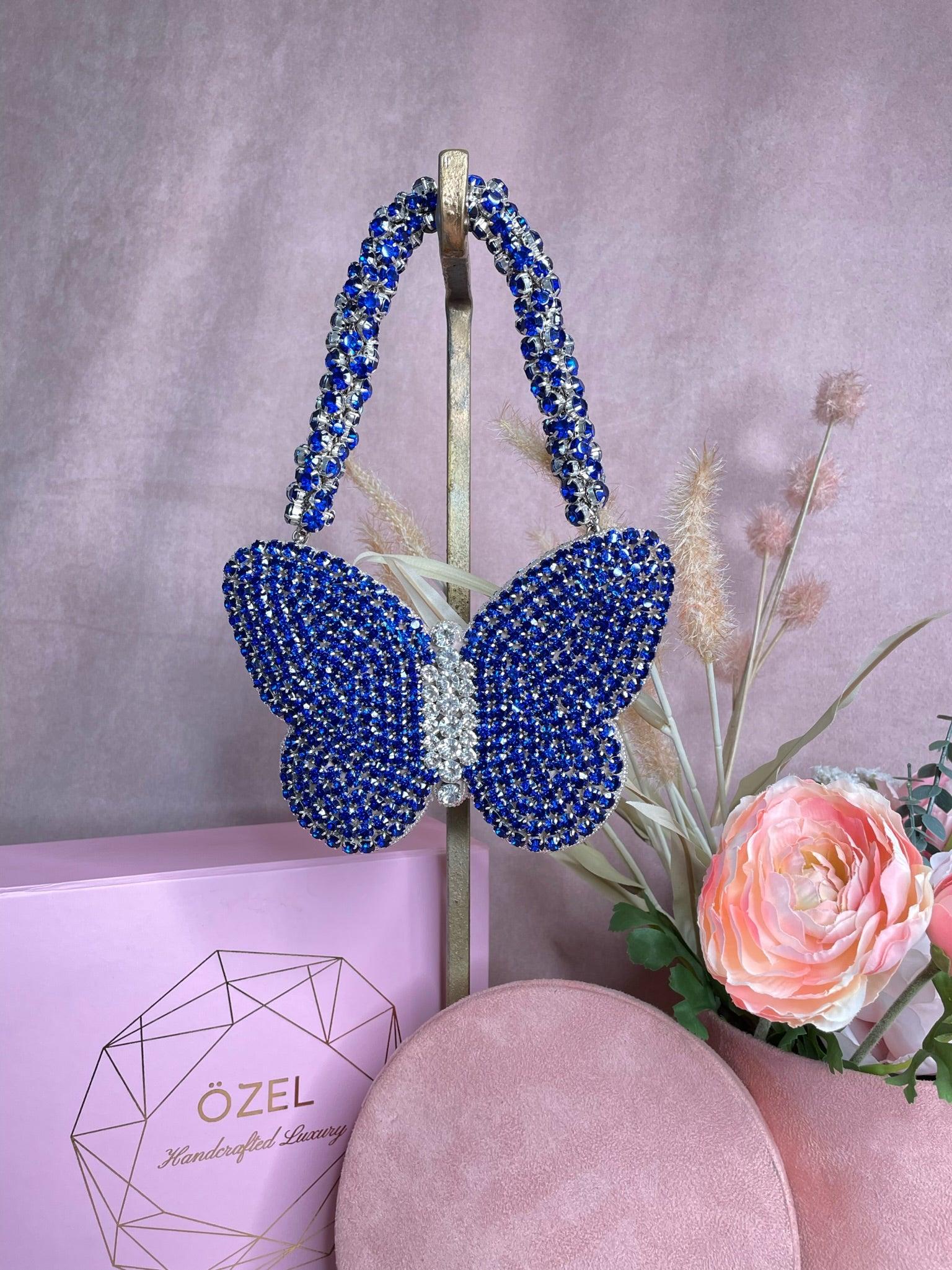 Sapphire Rhinestone Mini Butterfly Bag