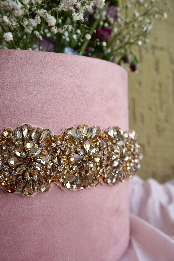Golden stones Hand Embroidered Belt