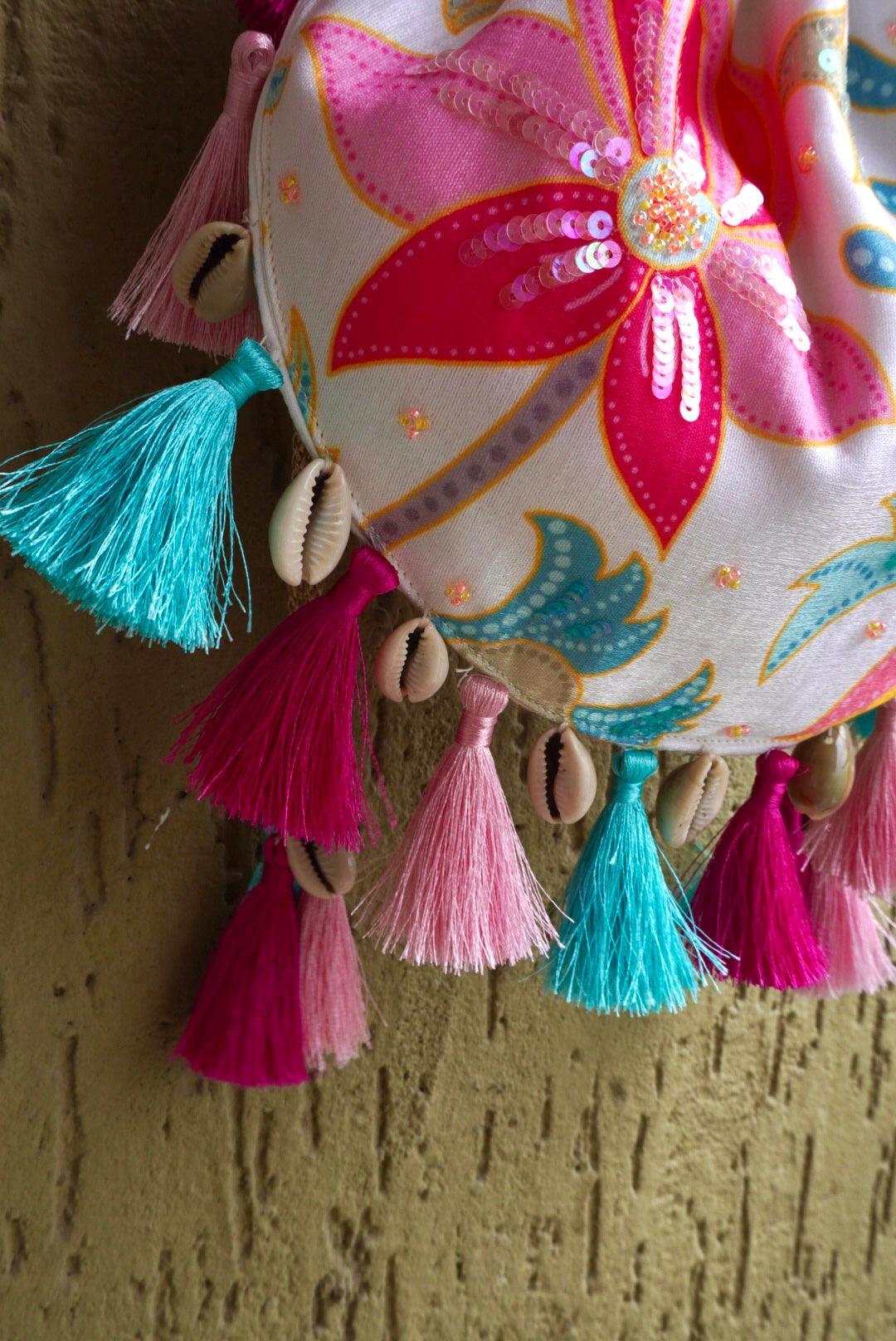 Gulaabi Floral Potli Bag - Ozel