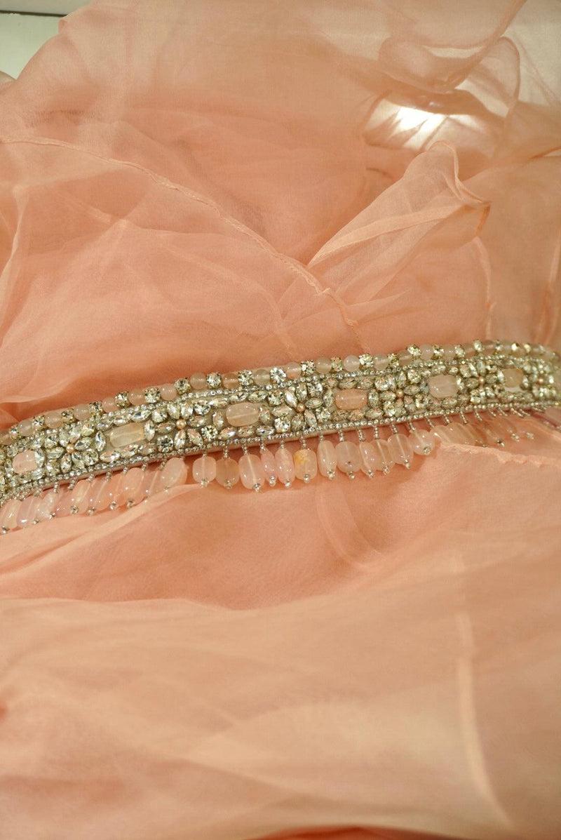Pastel pink Hand Embroidered Belt