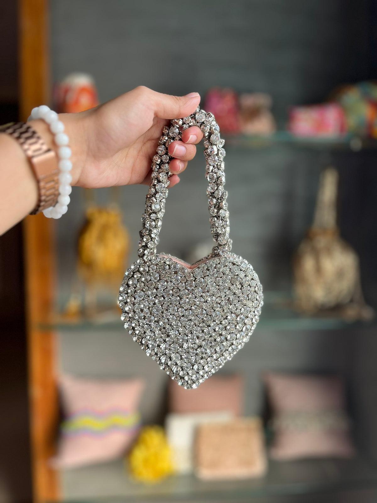 Rhinestone Mini Heart Bag