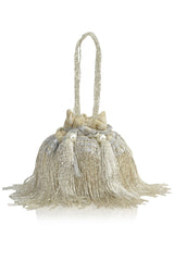 Cleopatra Collection: White and Silver Tassels Potli - Ozel Bir Sey
