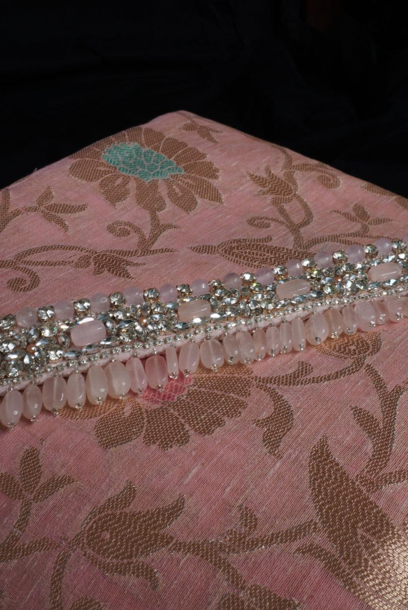 Pastel pink Hand Embroidered Belt