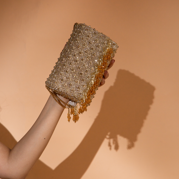 Pandora Gold Flap Clutch Bag