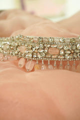 Pastel pink Hand Embroidered Belt