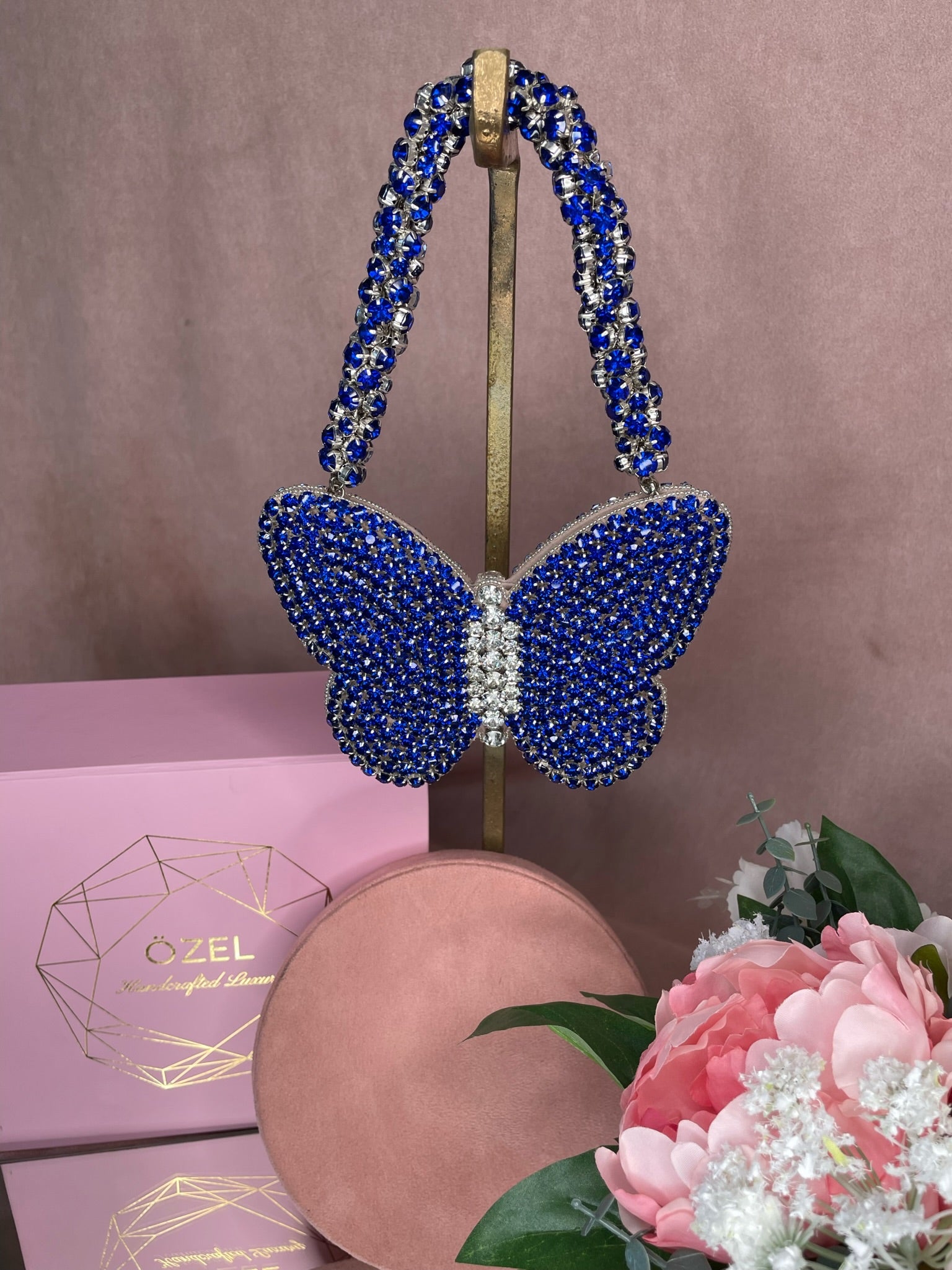 Sapphire Rhinestone Mini Butterfly Bag