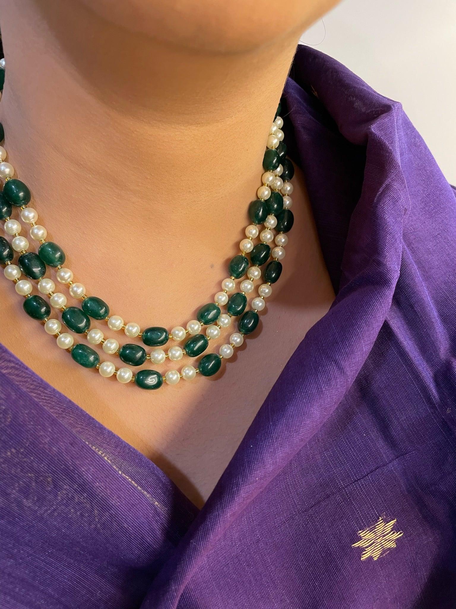 Stone and Pearl Necklace - Ozel