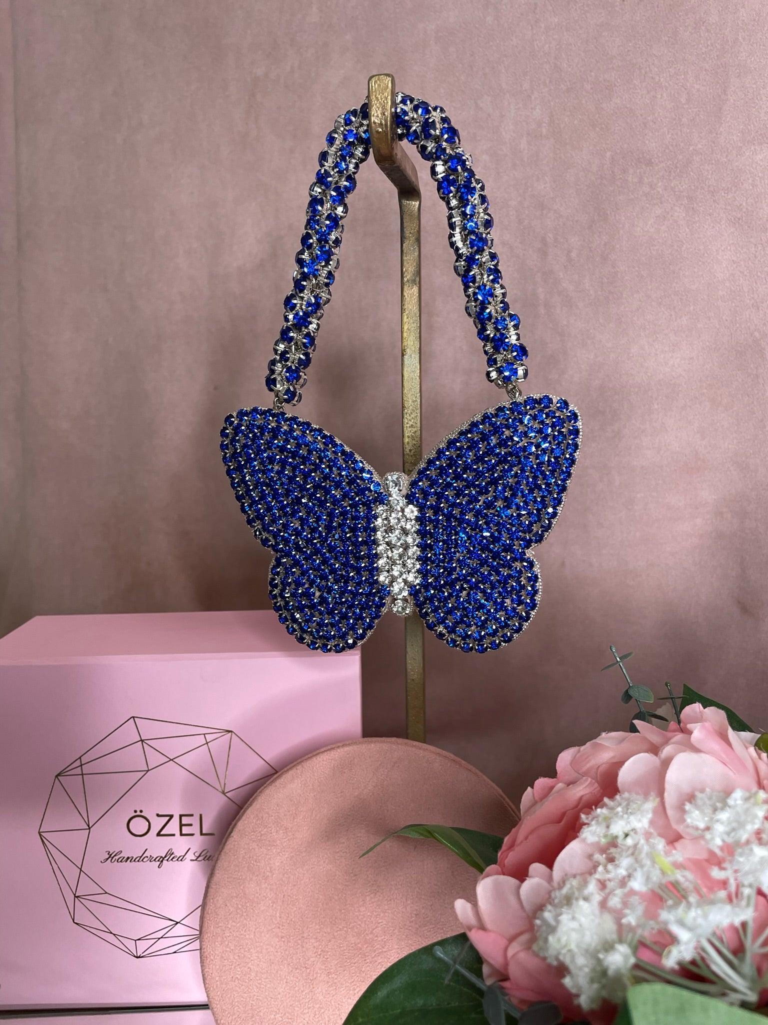 Sapphire Rhinestone Mini Butterfly Bag