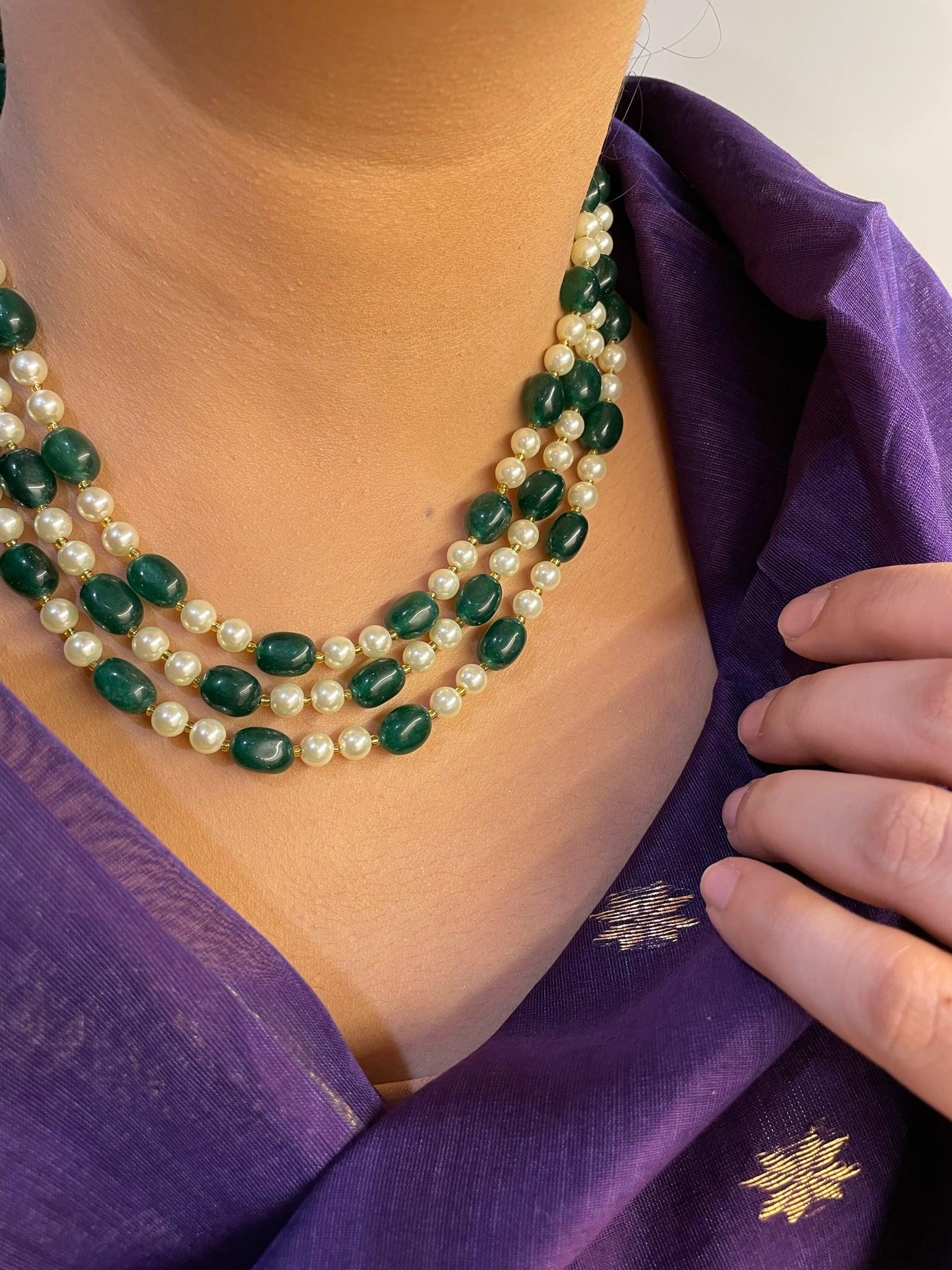 Stone and Pearl Necklace - Ozel