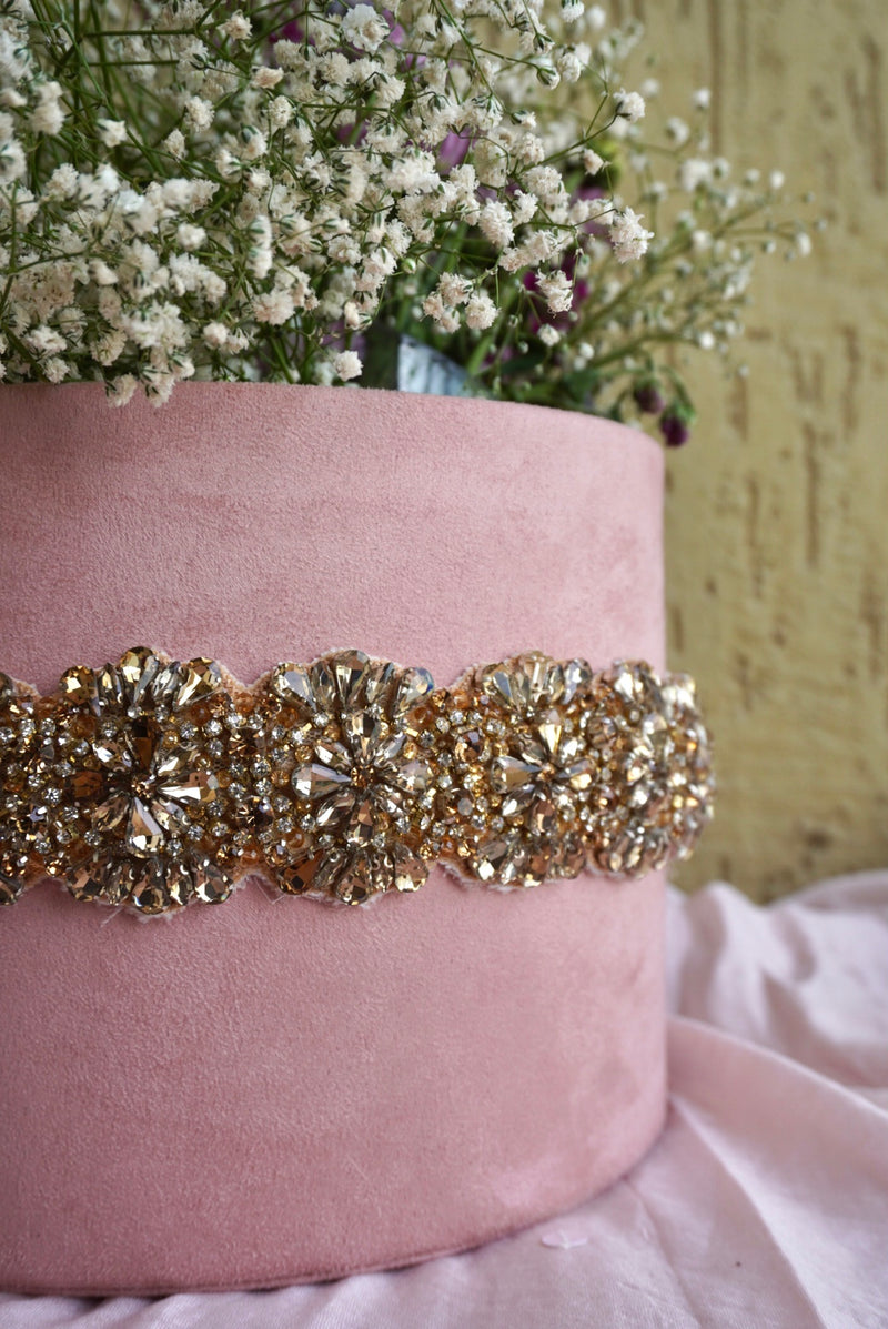 Golden stones Hand Embroidered Belt